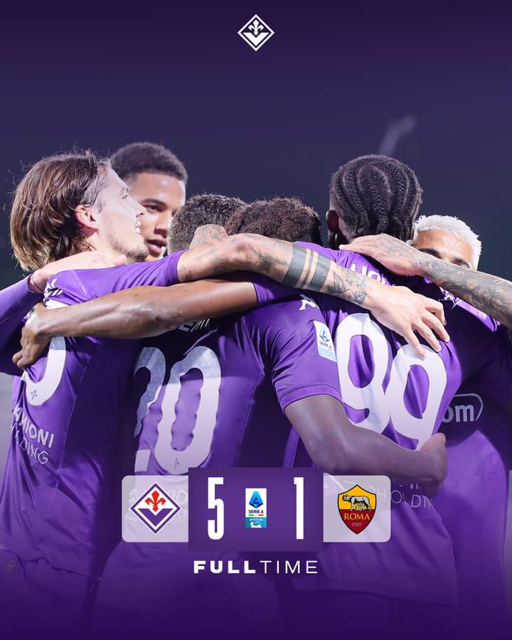 Sprofondo Roma, la Fiorentina ne fa cinque