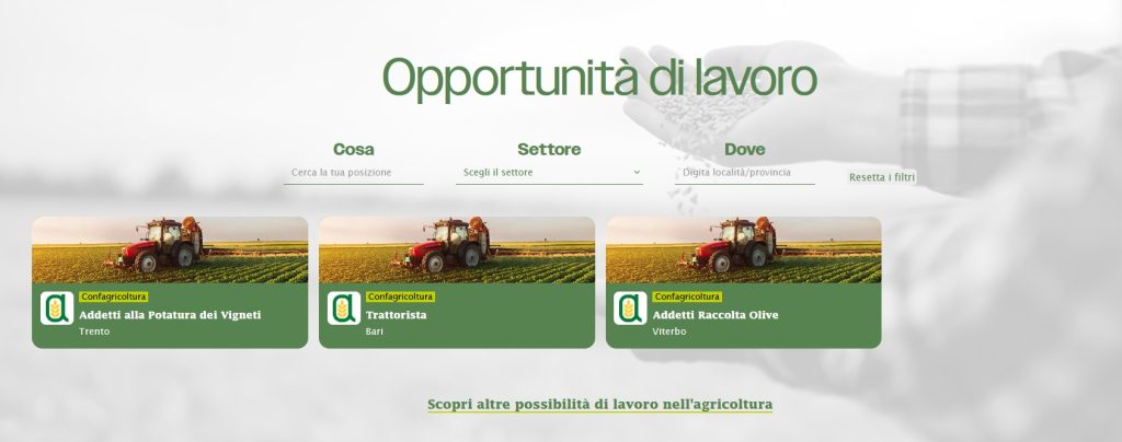 ConfagriJob, sito web per la manodopera